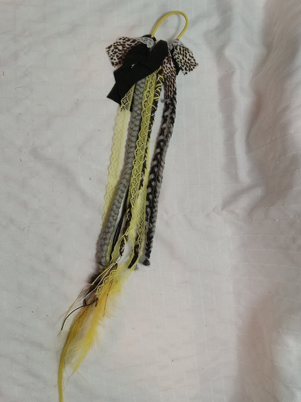 Handmade bohemian hair accessory with dreads, braids, lace ribbons & decorations